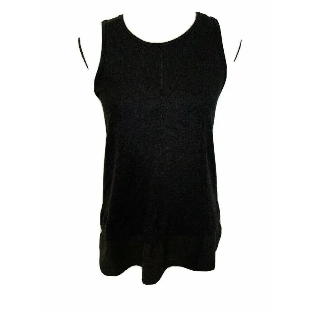 J Crew Womens Solid Black Crew Neck Tank Top Small
